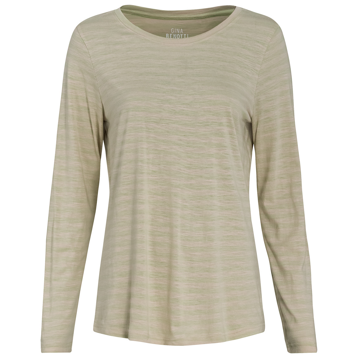 Gina Benotti Damen Langarmshirt gestreift hellgrün / beige