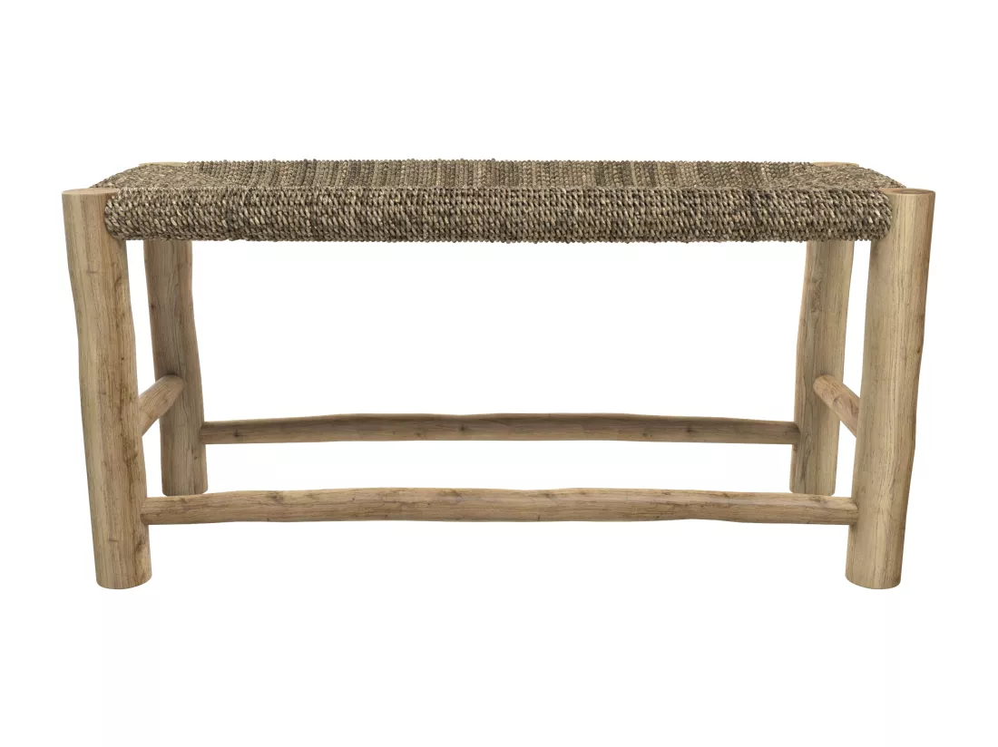 Banc 2 places 90 cm en jonc de mer et branche de teck - Jovan