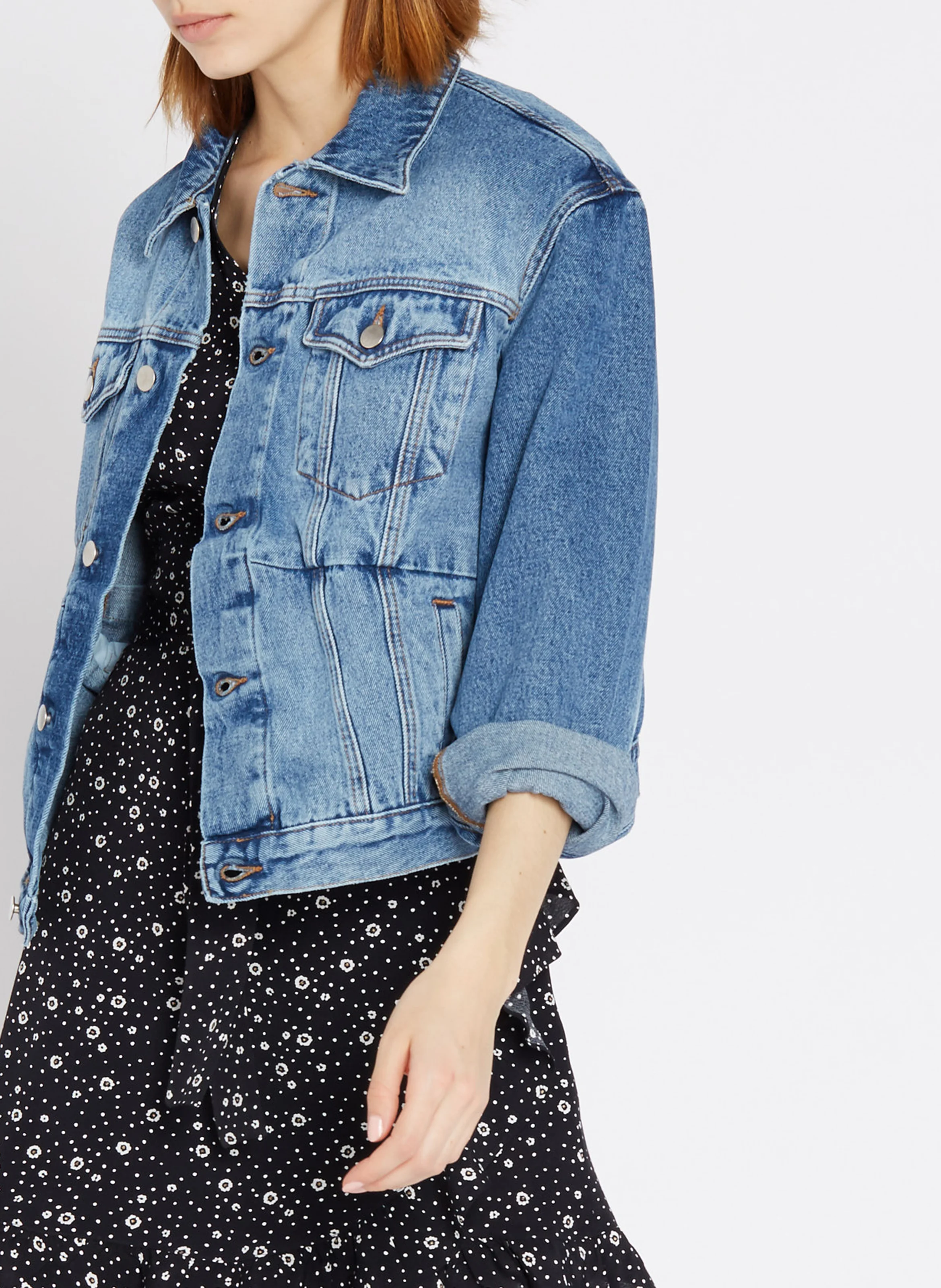 TERENCE - Veste ample col classique en jean | Bleu