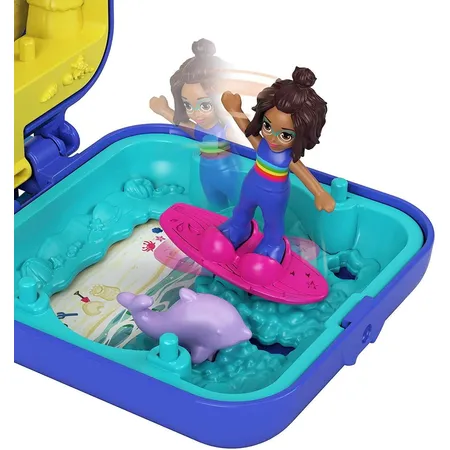 Mattel Polly Pocket Shanis Tropischer Strand-Schatulle, Minipuppe und Zubehör