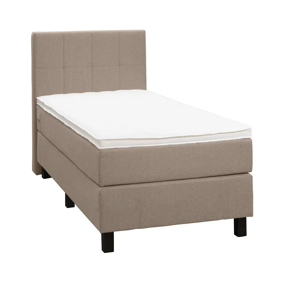 Boxspring Liv geblokt - beige - 90x200 cm - vierkante poot