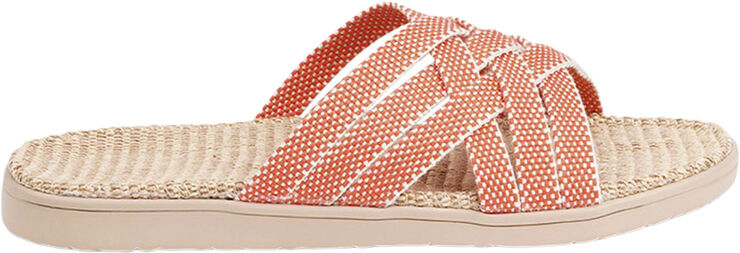 Lovelies Matara - Triple cross sandal w/ jute sole Mandarin red