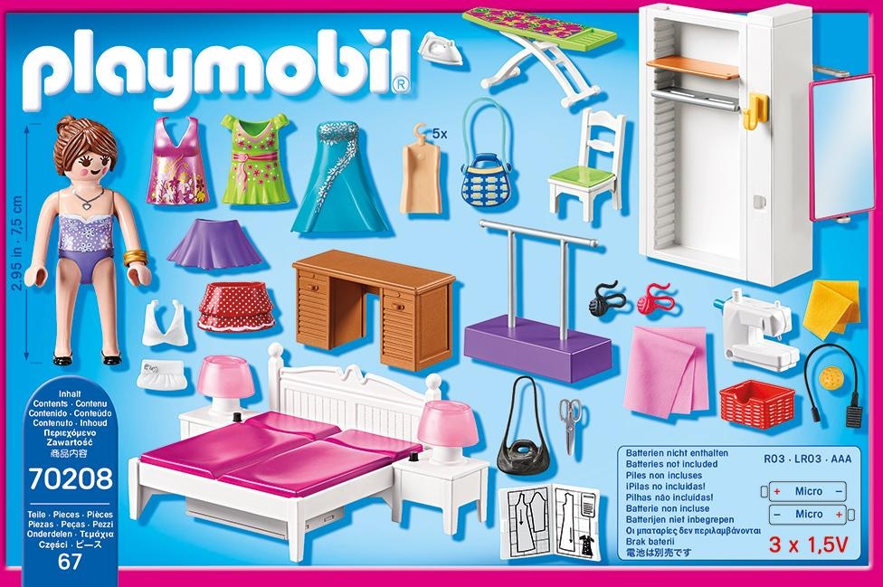 Playmobil® Konstruktions-Spielset »Schlafzimmer mit Nähecke (70208), Dollhouse« Made in Germany