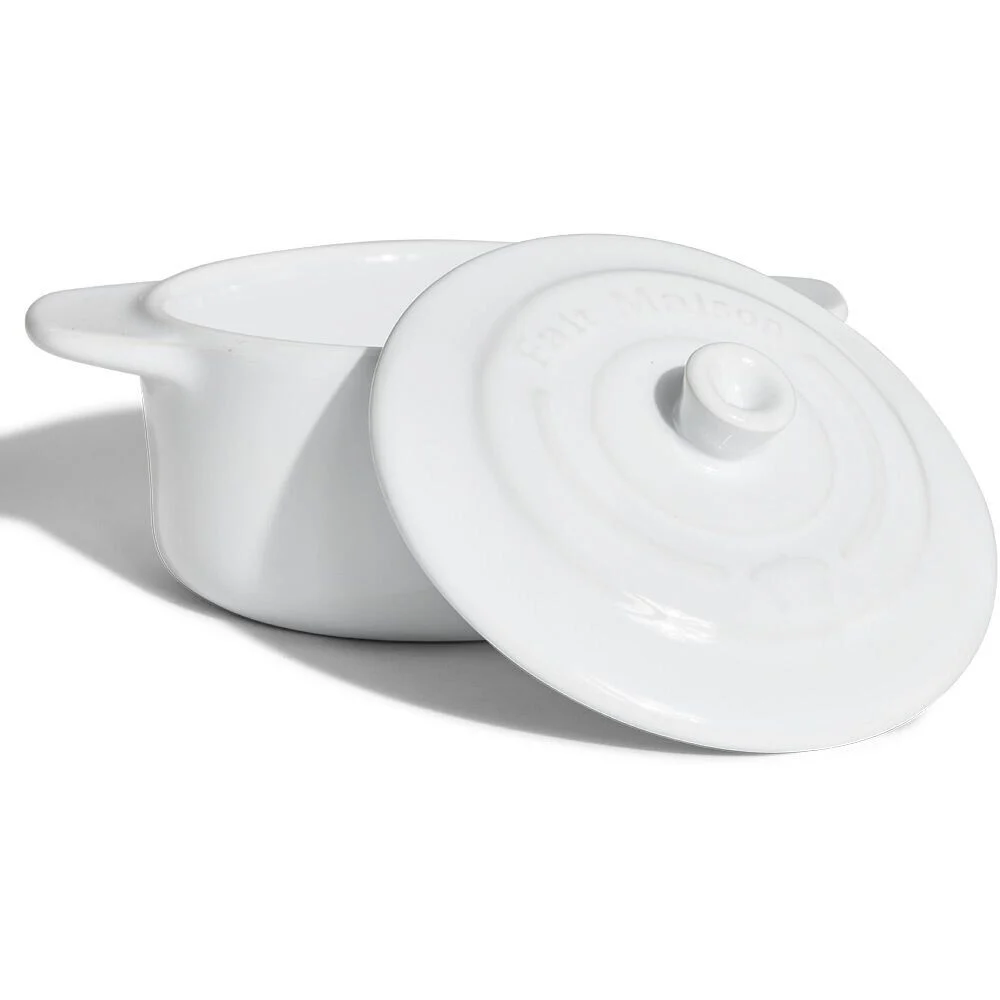 Mini cocotte individuelle en céramique avec couvercle - gris ou blanc