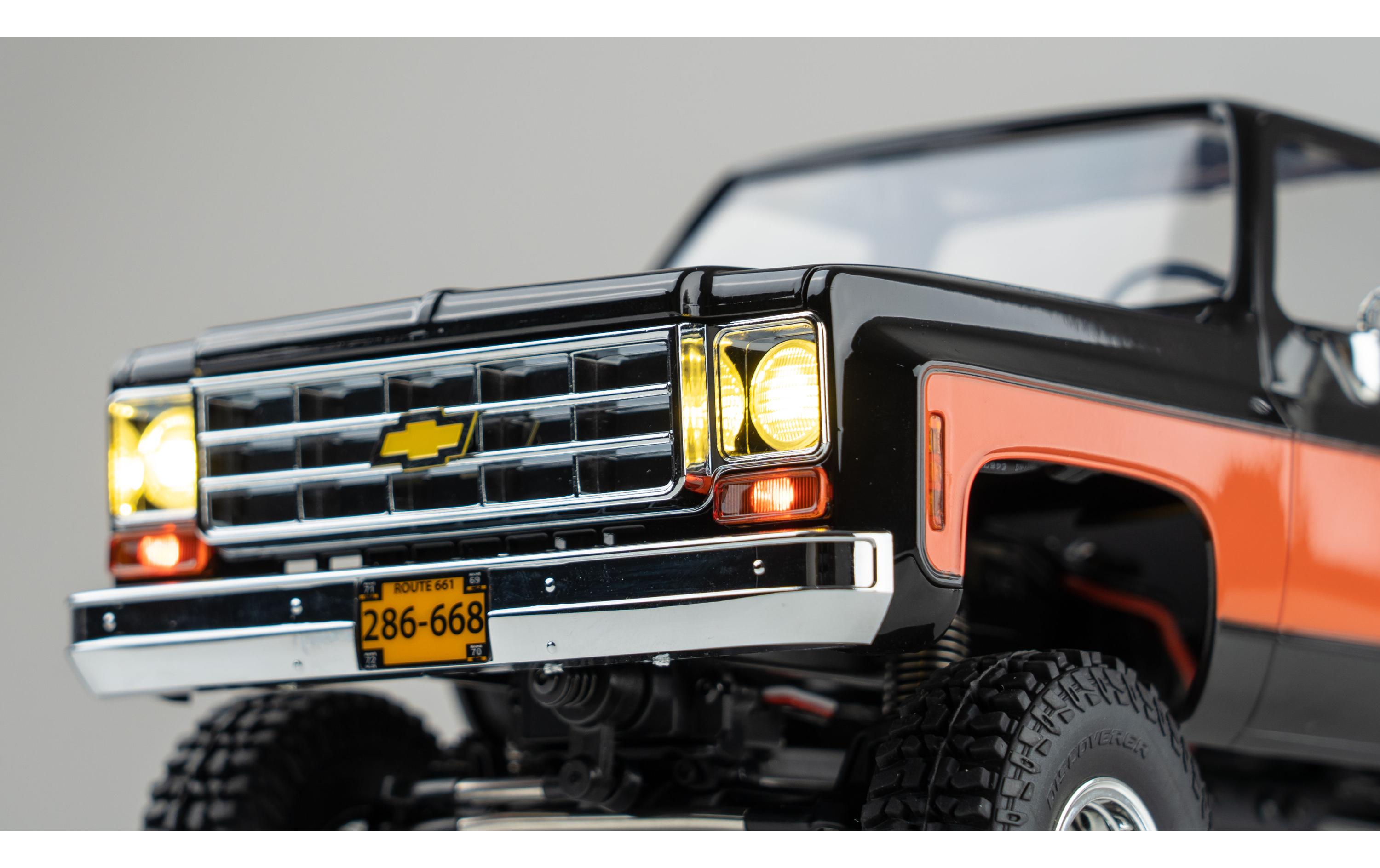 Scale Crawler FCX18 Chevrolet K10 Schwarz, RTR, 1:18<br>Mini Rock Crawler mit detaillierter Chevy K10 Pick-Up Karosserie und 2-Gang Getriebe