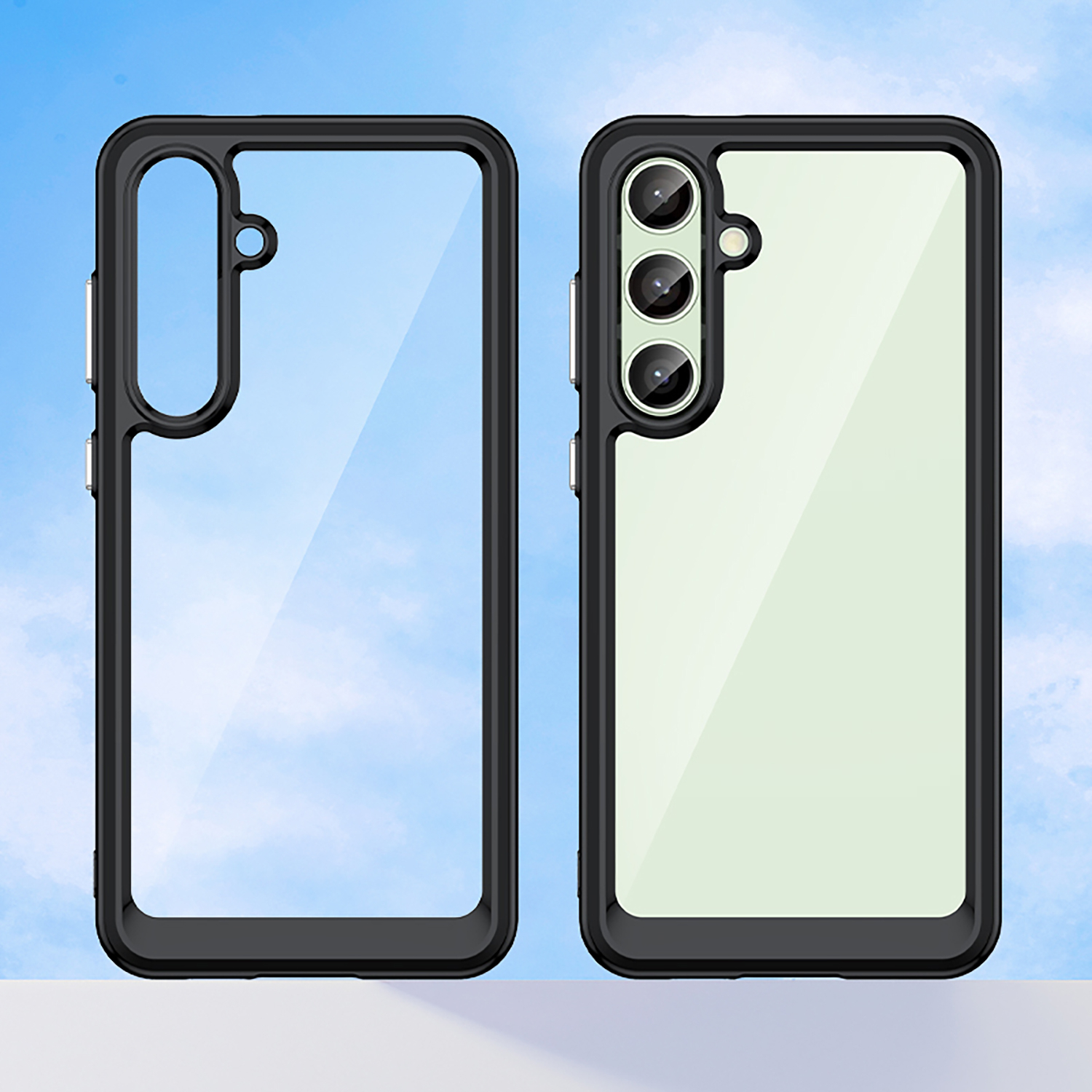 Samsung Galaxy S24 FE Hybrid Hülle TPU Bumper Acryl Rückseite - Transparent / Schwarz