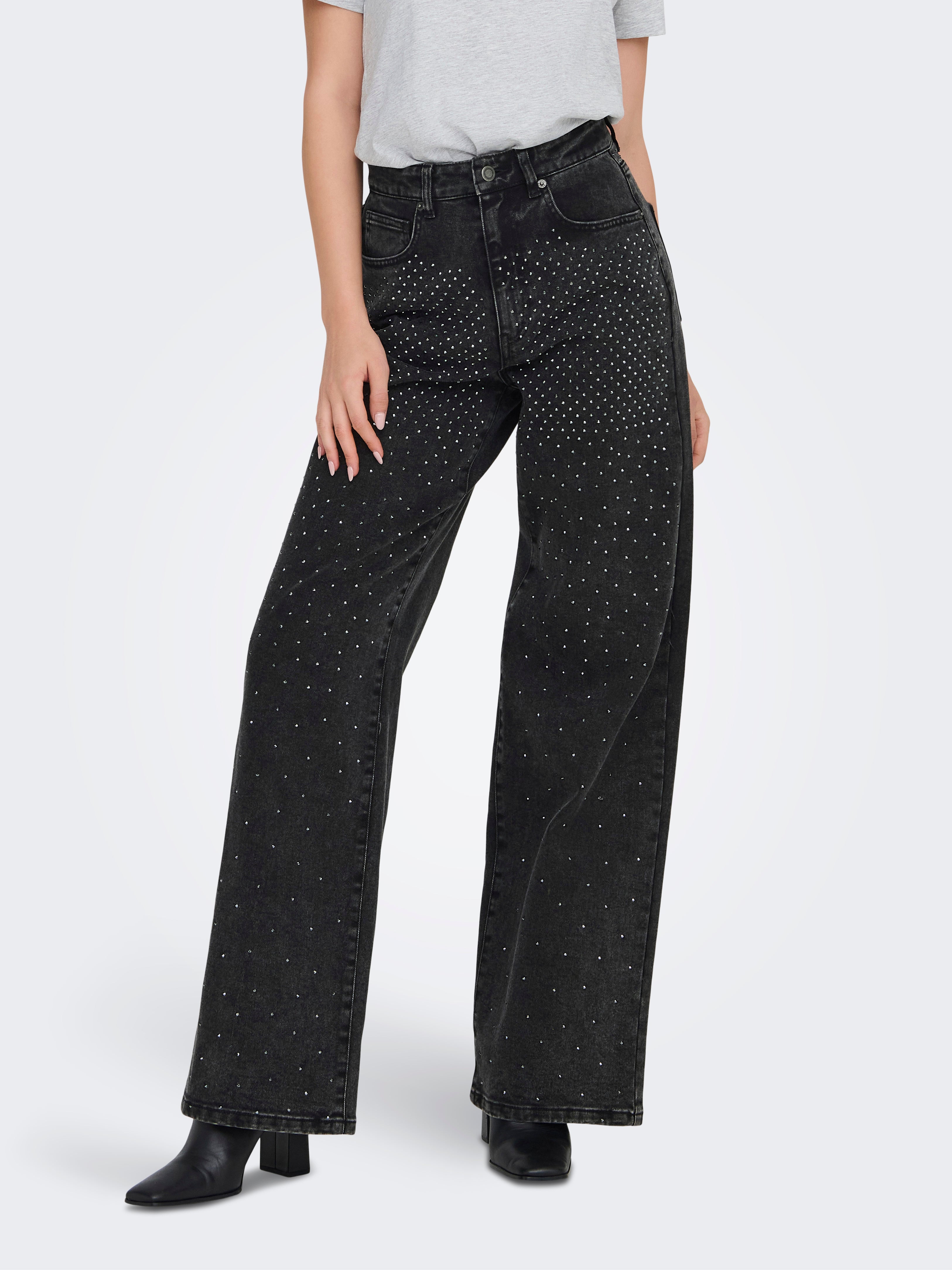 ONLHOPE Hohe Taille Weiter Beinschnitt Jeans Washed Black