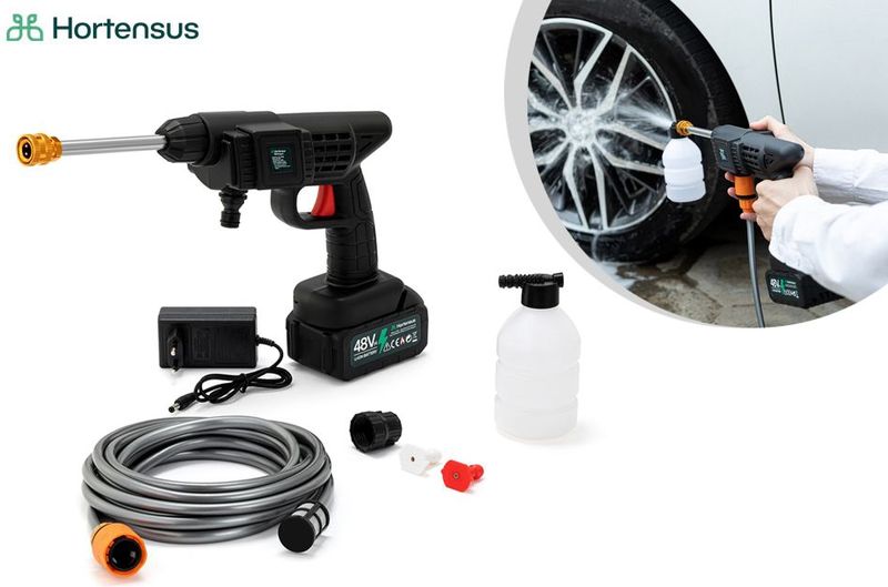 Hortensus 3-in-1 Hogedrukreiniger - Draadloos Met Accu - Compact en Draagbaar