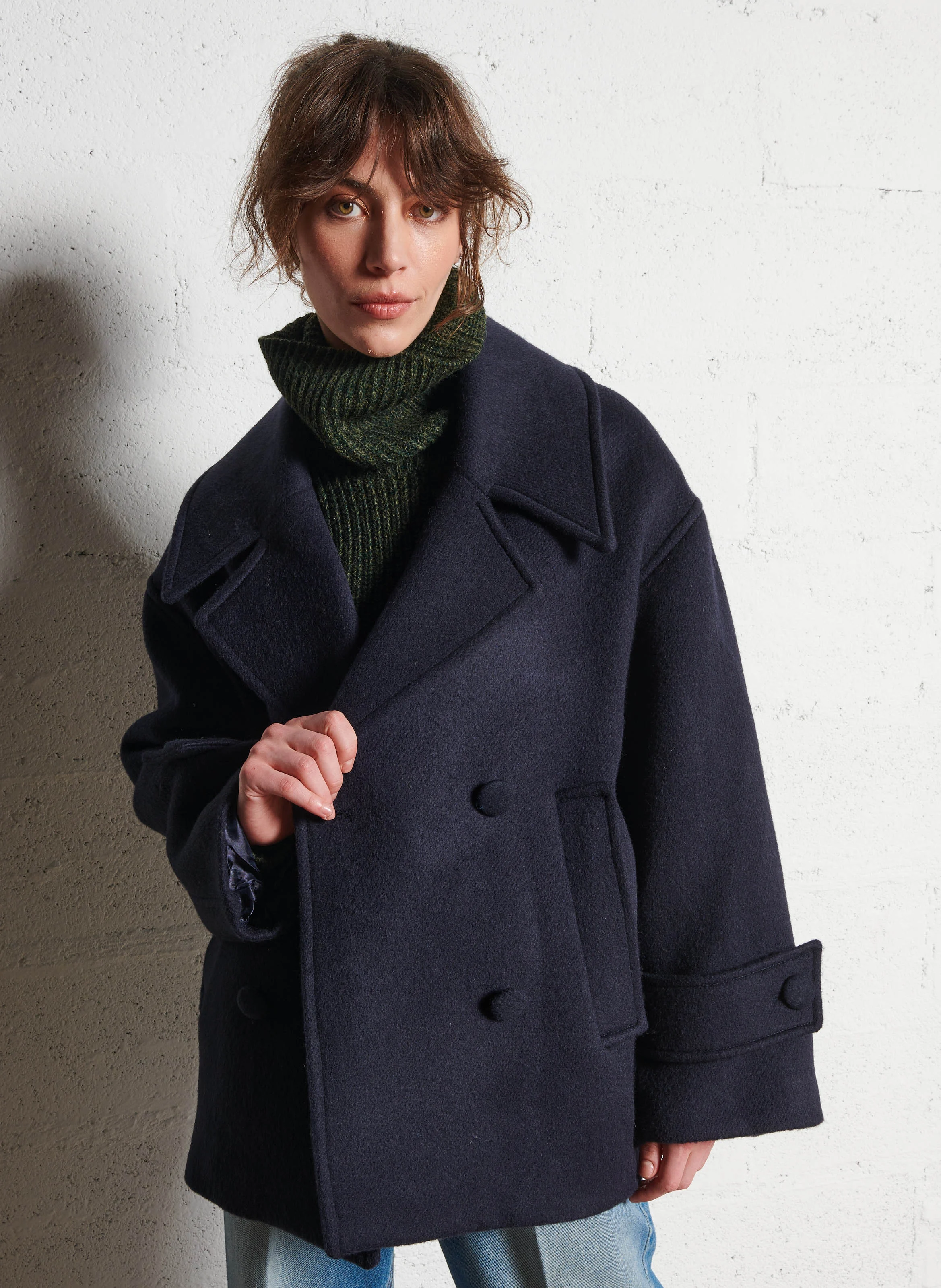 JASON - Manteau court en laine mélangée | Bleu