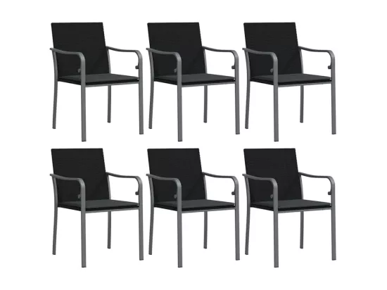 Ensemble à manger de jardin 7 pcs coussins résine tressée acier