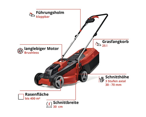 EINHELL Power X-Change GE-CM 18/30 Li accu grasmaaier, inclusief accu en lader