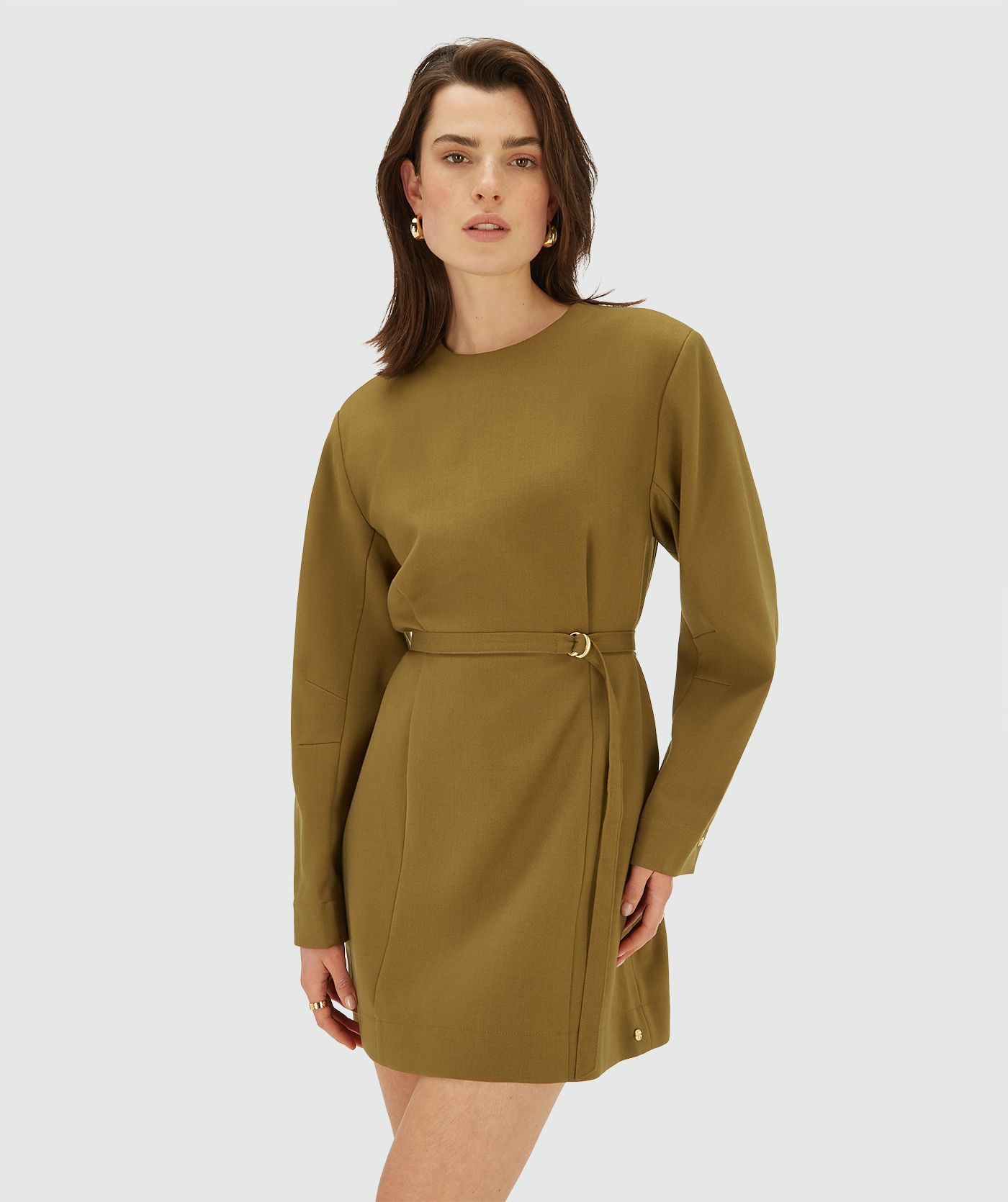 JV-REVA jurk met schoudervulling - olive green