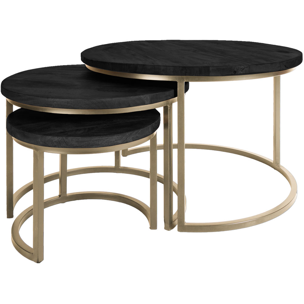 Salontafel Erjan zwart/goud - Set van 3