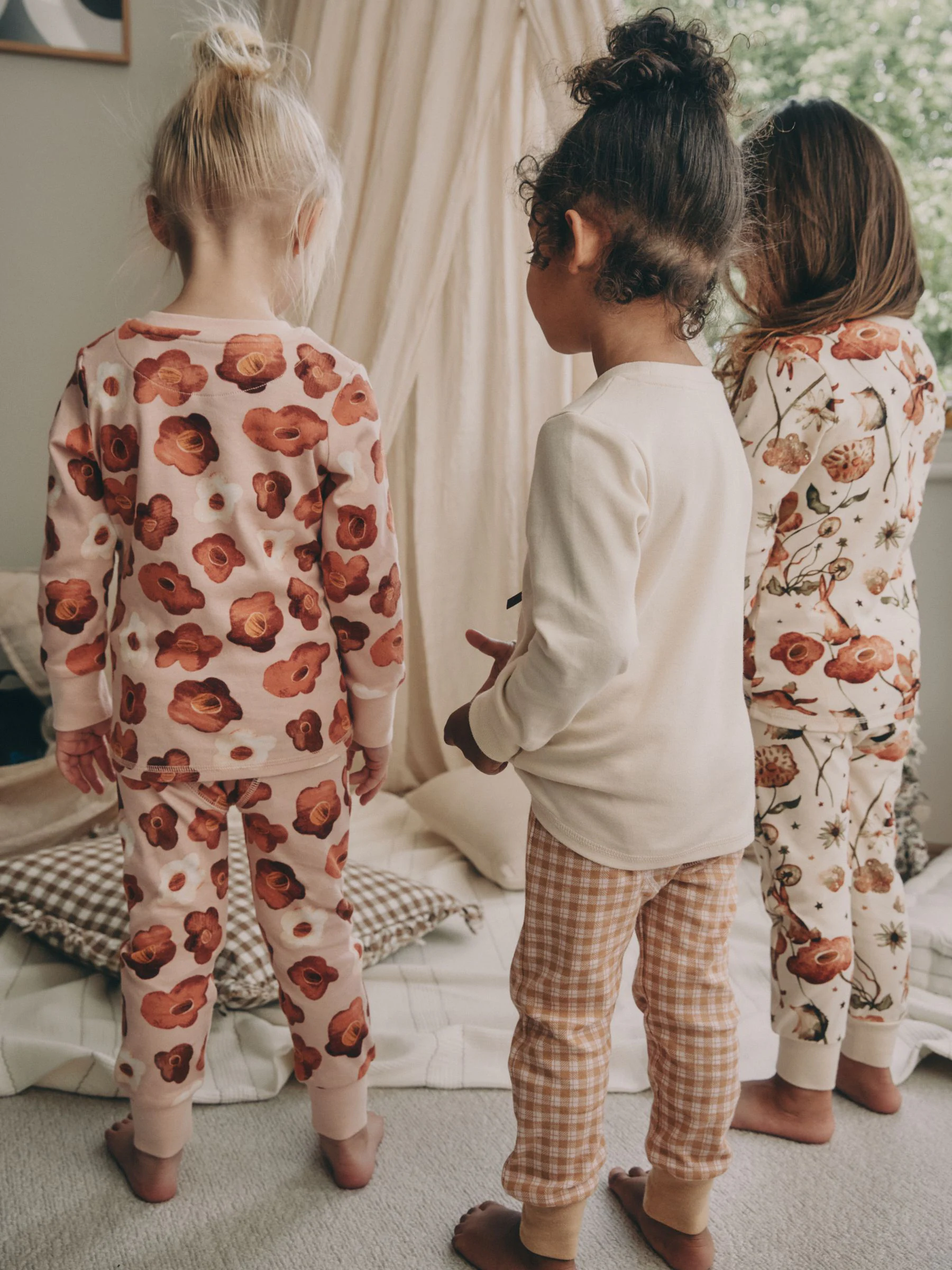 Roze/crème met konijnenapplicatie - Verpakking van 3 knusse pyjama's (9 mnd-9 jr)