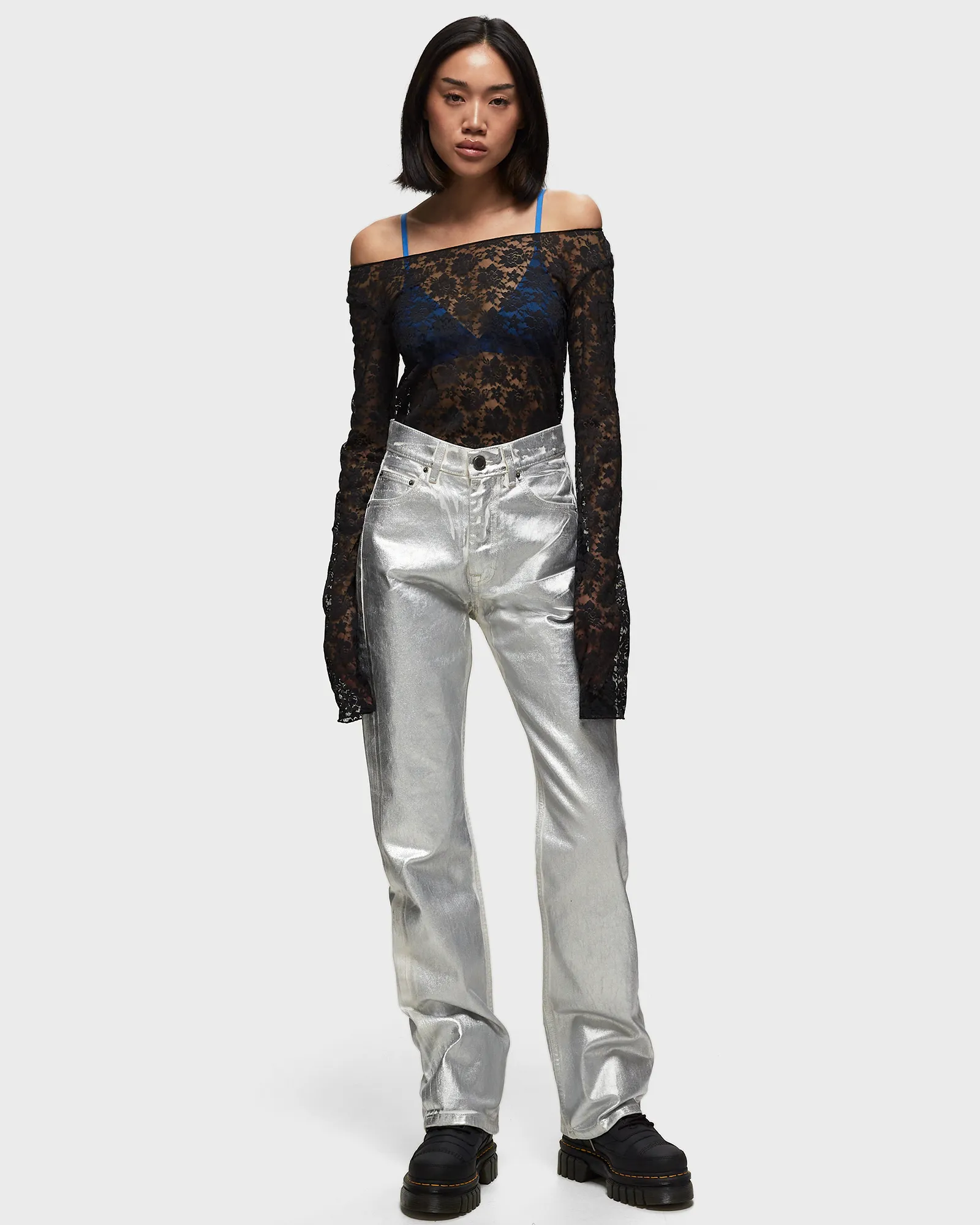 ROTATE Birger Christensen Coated Denim Pants