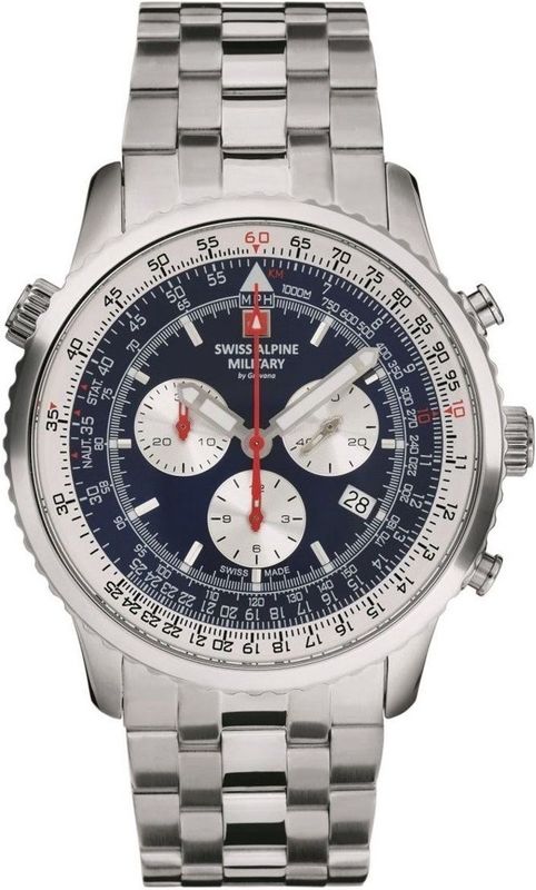 Swiss Alpine Military - 7078.9135 - Chronograaf Horloge - Zilver - 45 mm - 10ATM