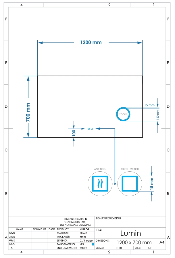 Gliss Design Lumin spiegel met LED-verlichting 120x70cm