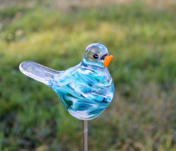 MP Glaszauber Glas-Vogel Spatz mit Stab