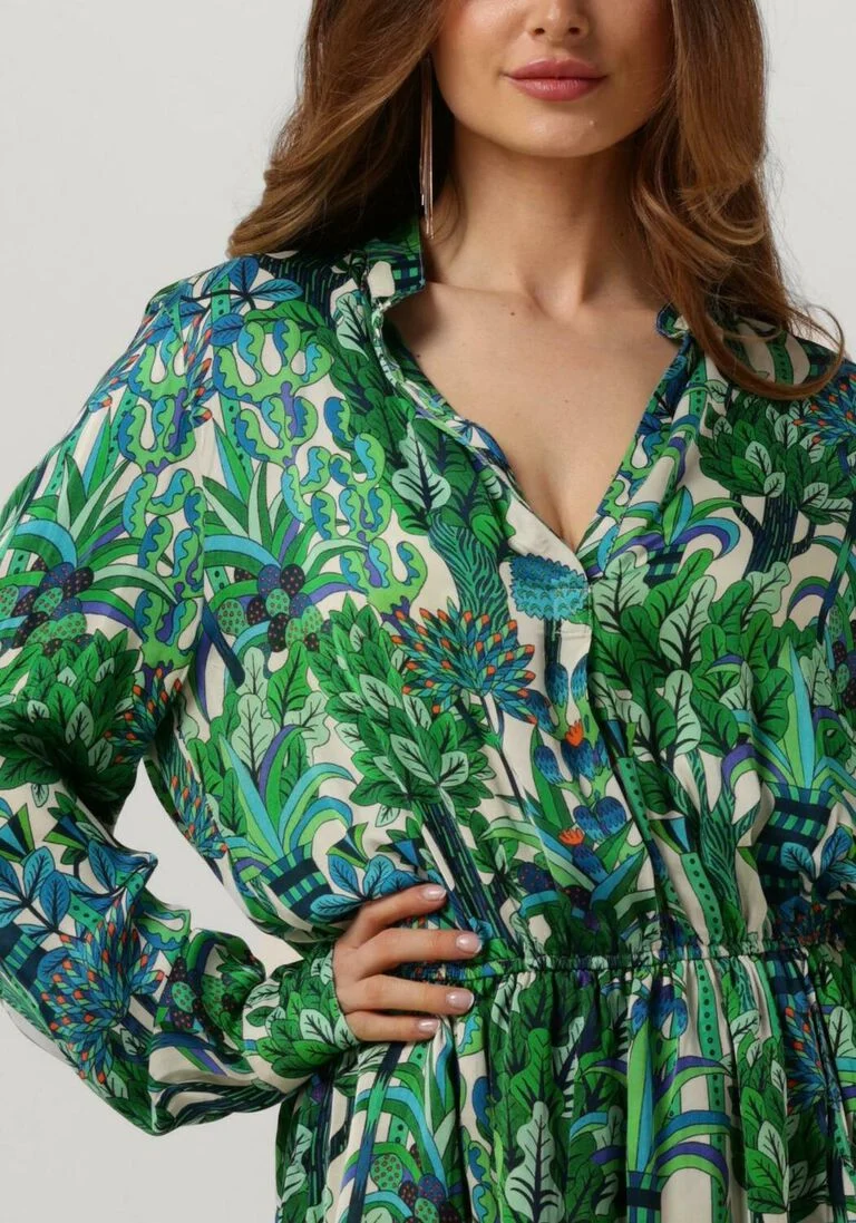 EST\\'SEVEN groene est'seven mini jurk est&rsquo;journee dress bambu