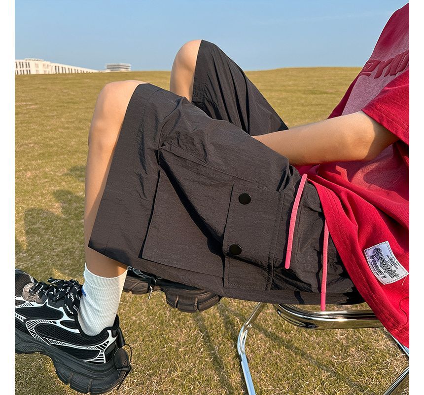 Obikan - Effen cargoshorts met trekkoordtaille