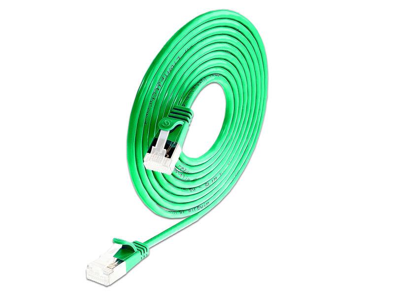 SLIM Slimpatchkabel RJ-45 - RJ-45, Cat 6A, U/FTP, 1.5 m, Gr Geschirmtes Cat 6A flaches Twisted-Pair-Kabel (U/FTP) mit Klinkenschutz und vergoldeten RJ-45 Steckern