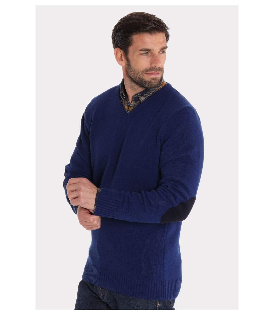 Pull col v chaud a coudières