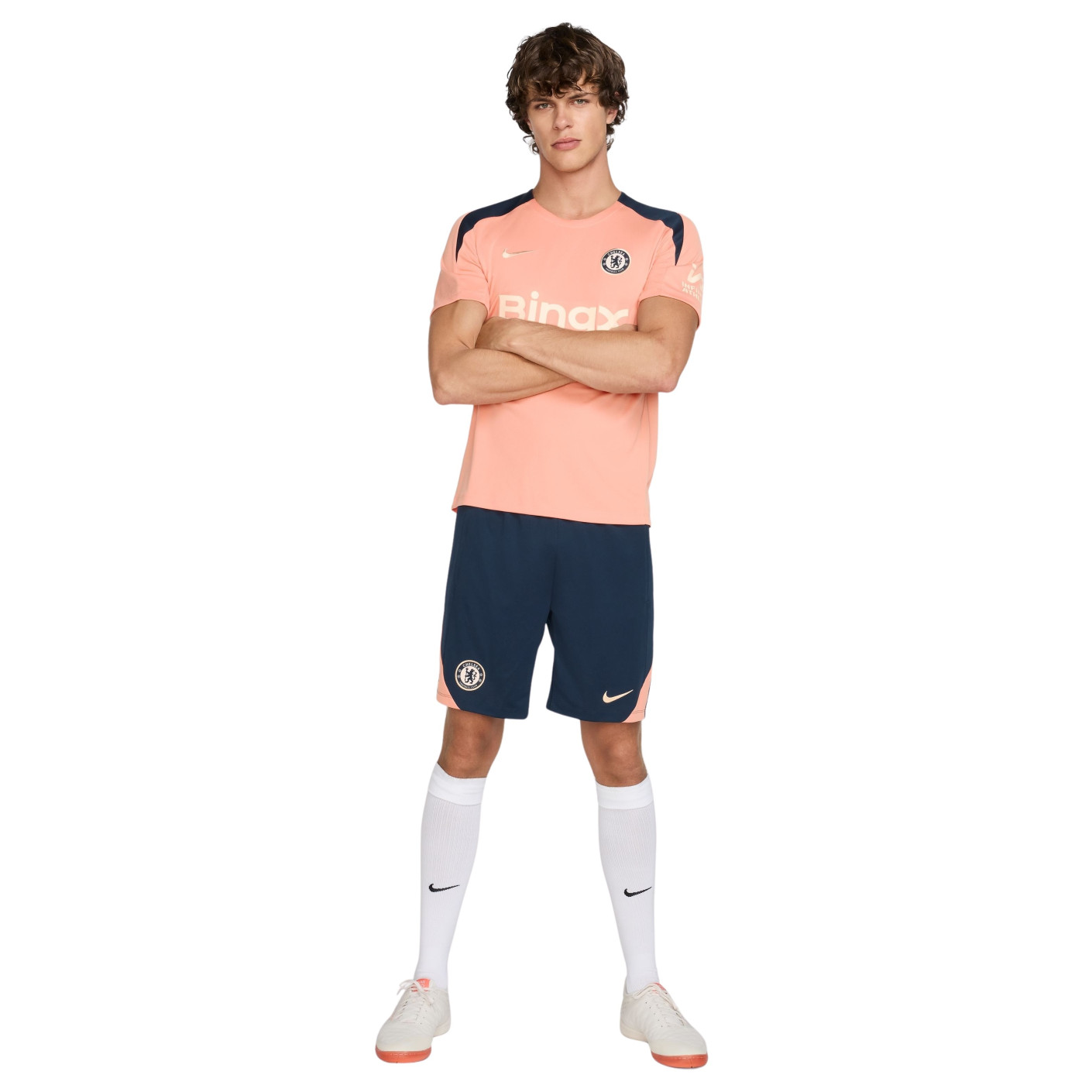Nike Chelsea Strike Trainingsset 2024-2025 Lichtroze Donkerblauw Goud
