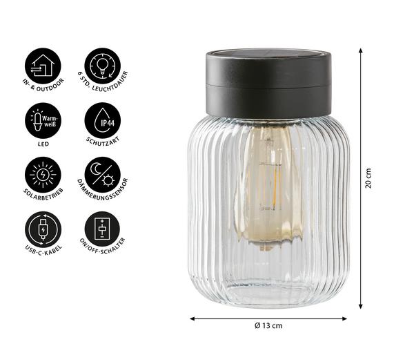 Dehner Solar-Glas Rania, ca. Ø13/H20 cm