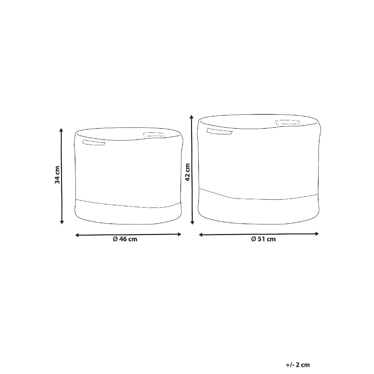 Beliani KAHAN - Lot de 2 paniers en coton blanc et beige