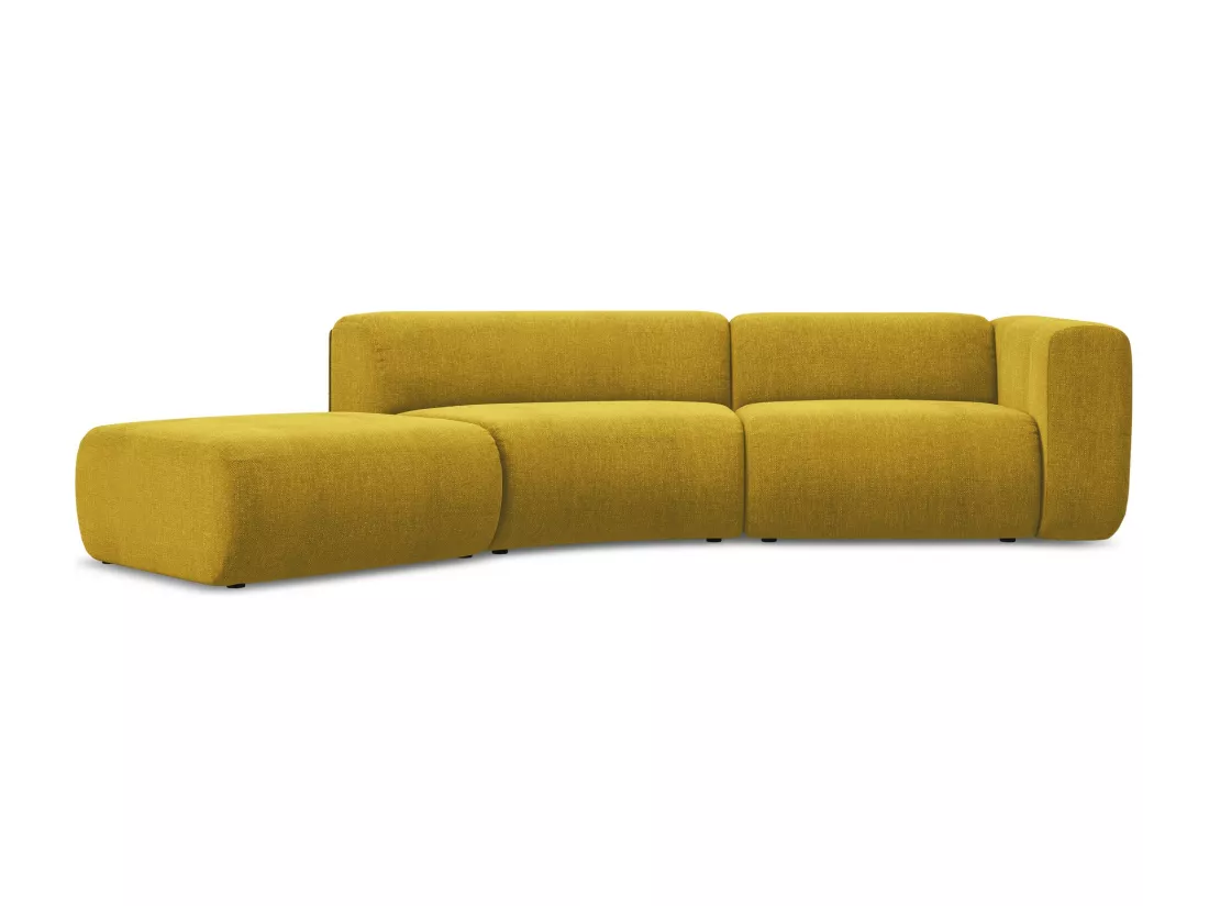 Canapé modulable 4 places gauche en tissu chenille - moutarde - EKAHI