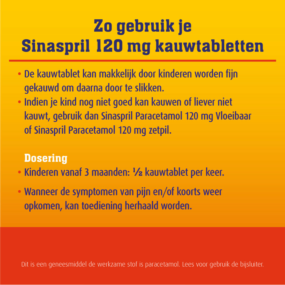 Sinaspril Paracetamol 120 mg 16 kauwtabletten