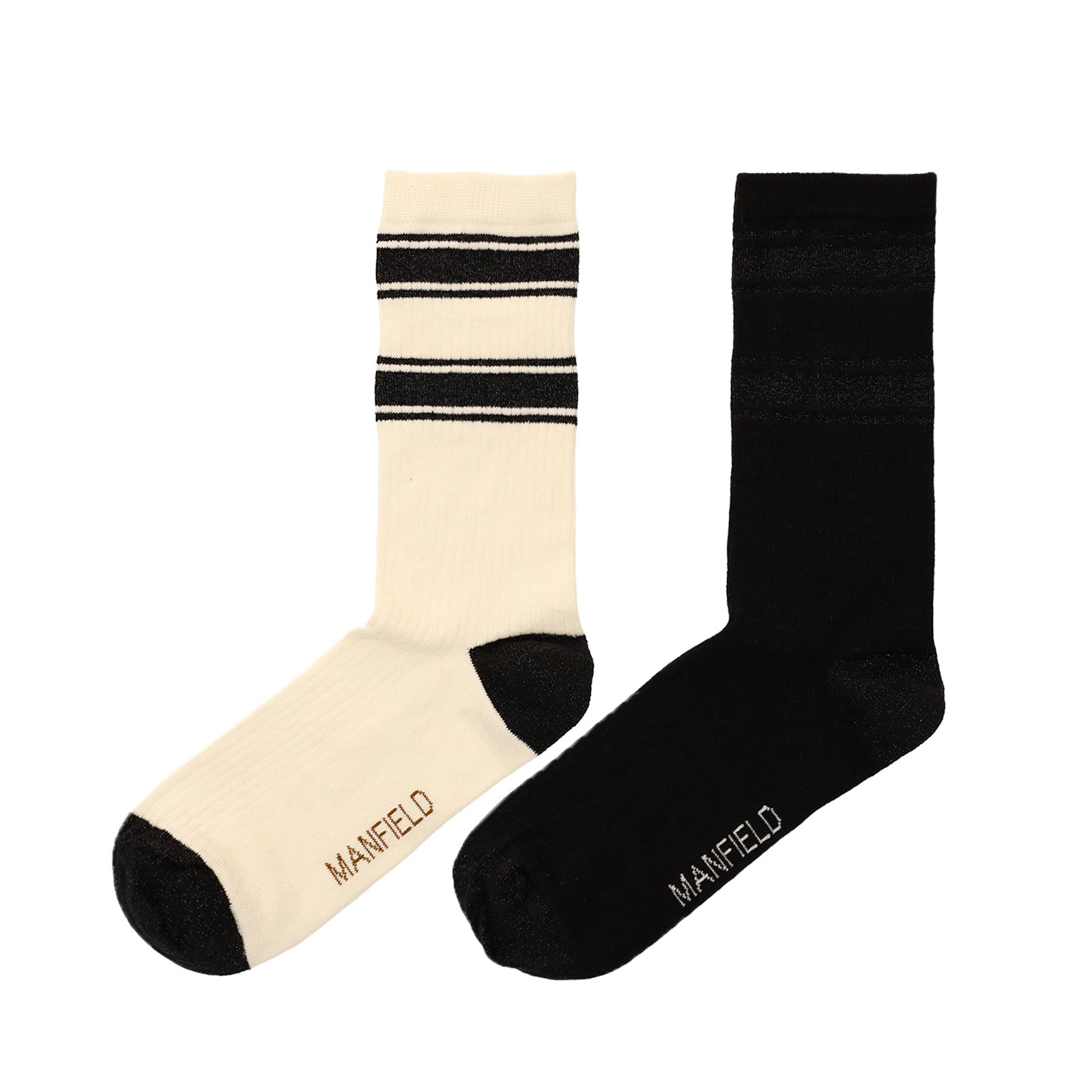 2-pack zwarte en off white sokken