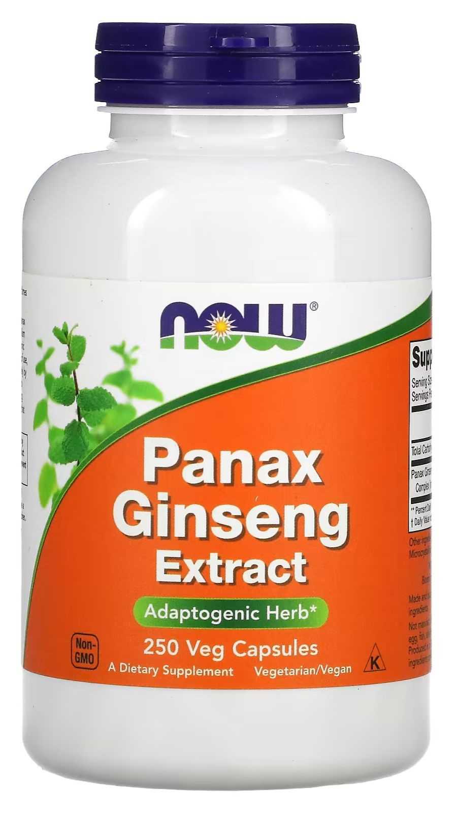 NOW Foods Extrato de Ginseng Panax 500 mg 100 cápsulas veganas