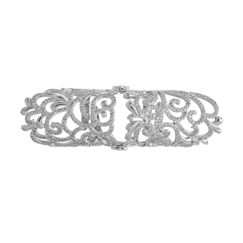Bague Argent Rhodié Articulée Arabesque
