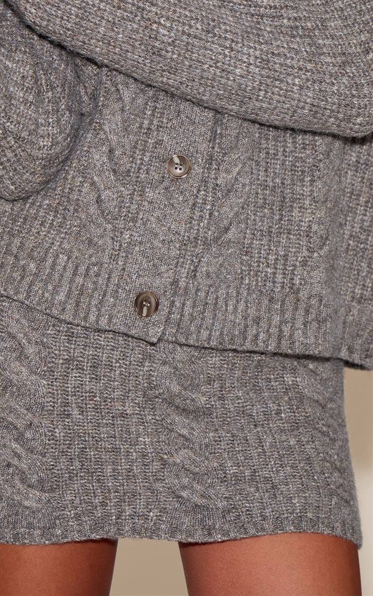 Deep Taupe Mini-jupe En Maille Torsadée