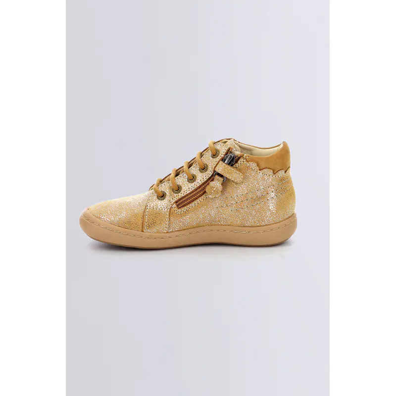 KICKPINNS BEIGE METALLISE BOTTINES Cuir  Fille