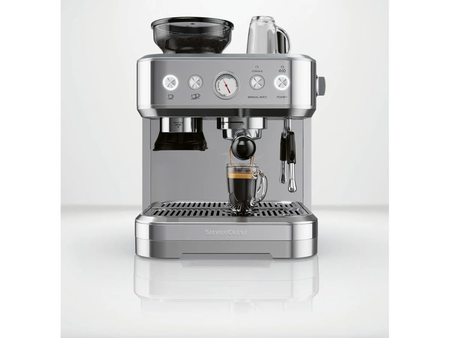 SILVERCREST&reg; KITCHEN TOOLS professional portafilter machine SSMP 1770 A2, with integrated grinder