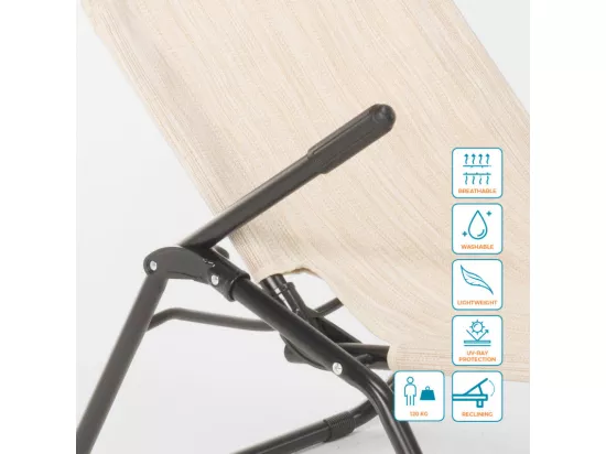 4 chaises longues pliantes pour jardin et plage en acier Porto Cervo