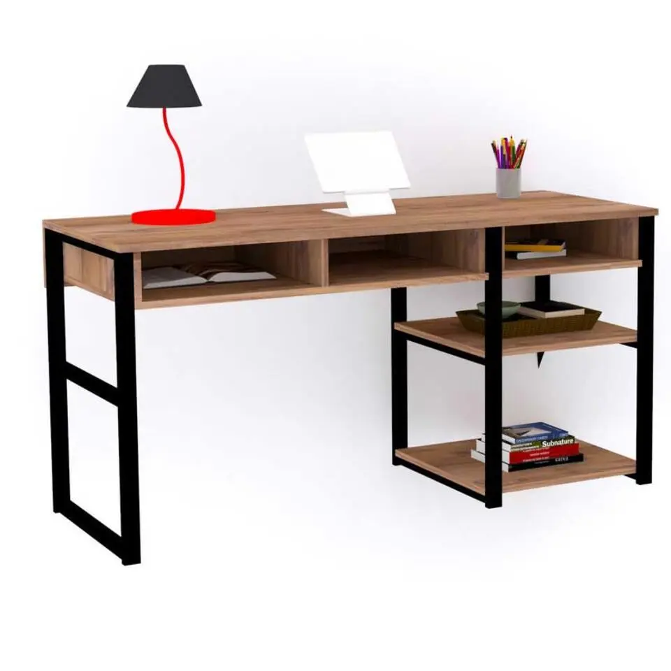 Bureau Zwart/Bruin Melamine - 150x58,4x75,8cm - Emro