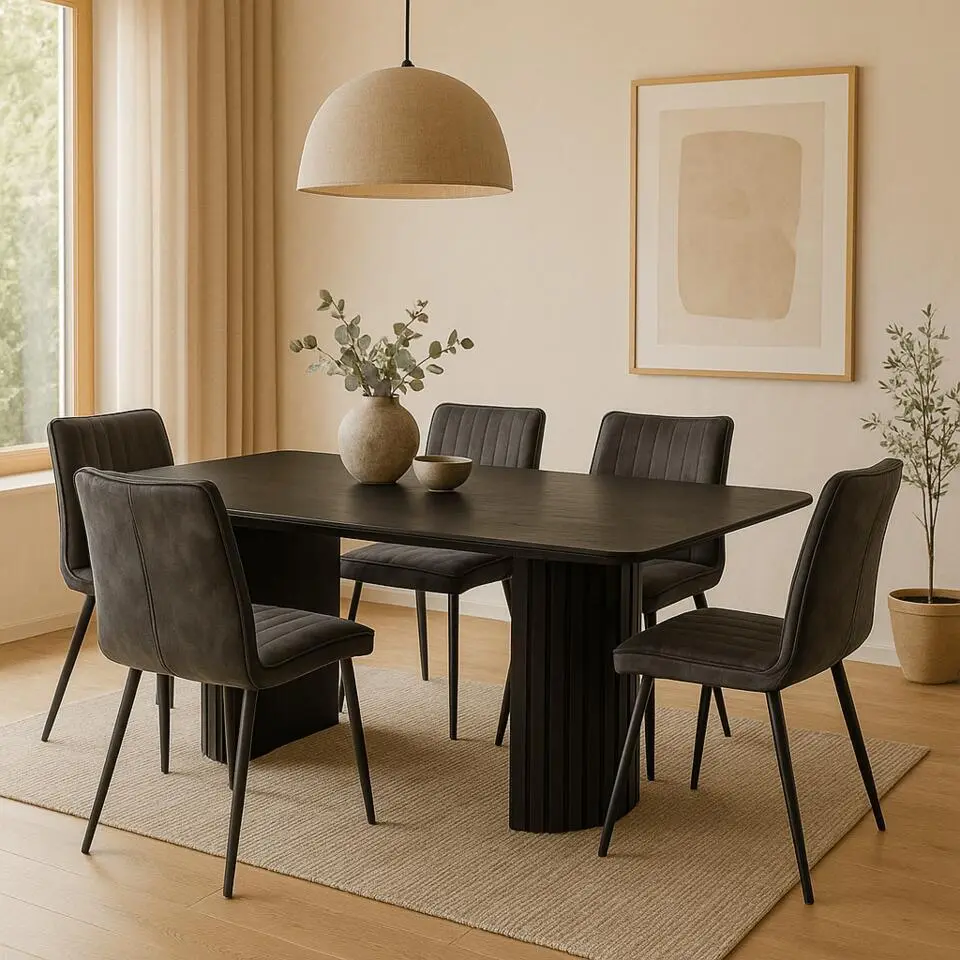 Mangohoutonline - Eettafel Lucia Black 260x120cm Rechthoekig - Zwart - Mahom