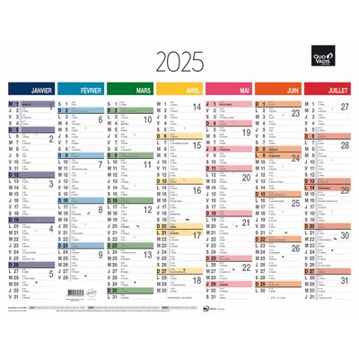 Quo Vadis Arc en Ciel - Calendrier 7 mois par face - 33,5 x 43 cm