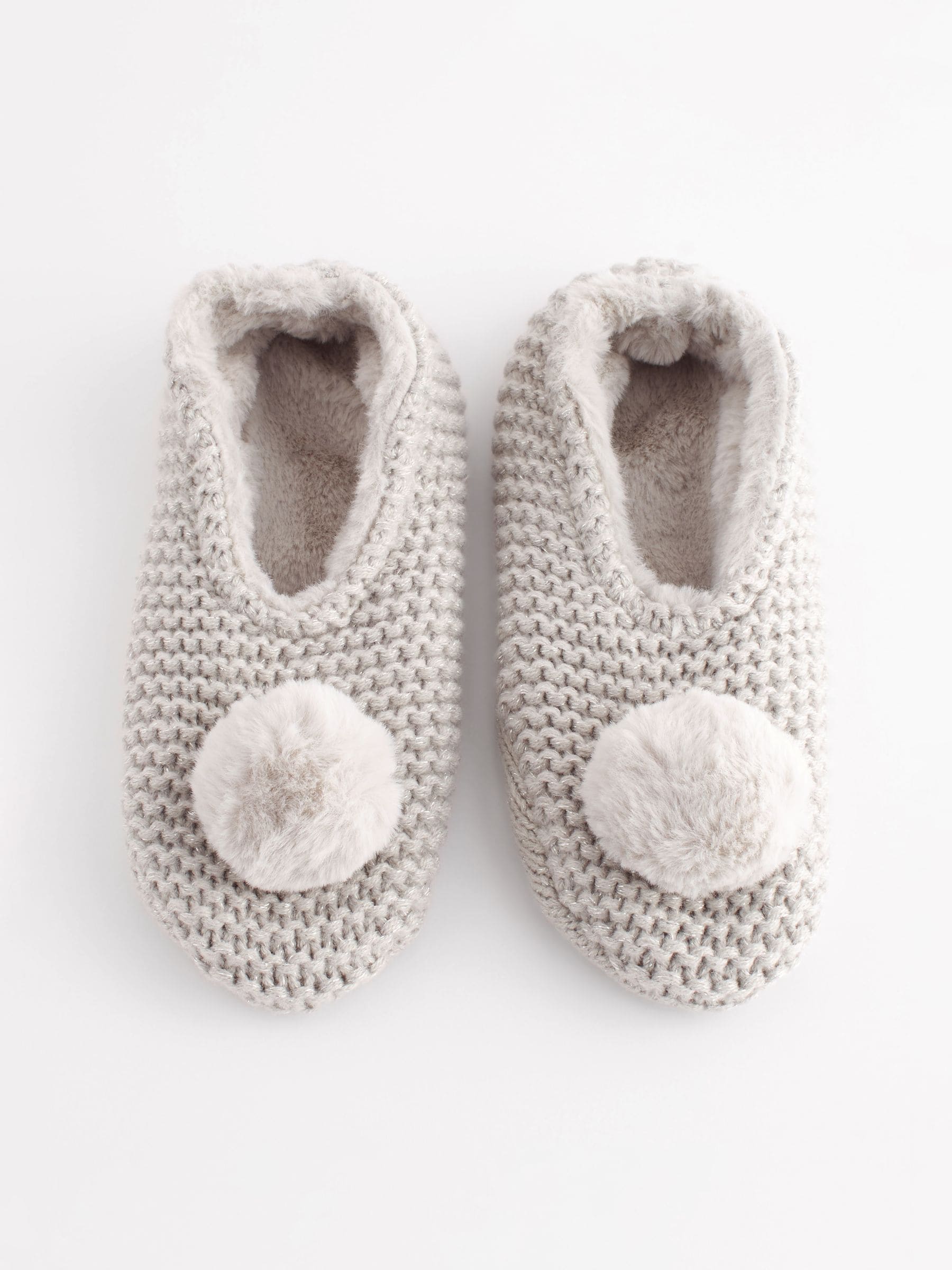 Grijs - Gebreide footsie-pantoffels