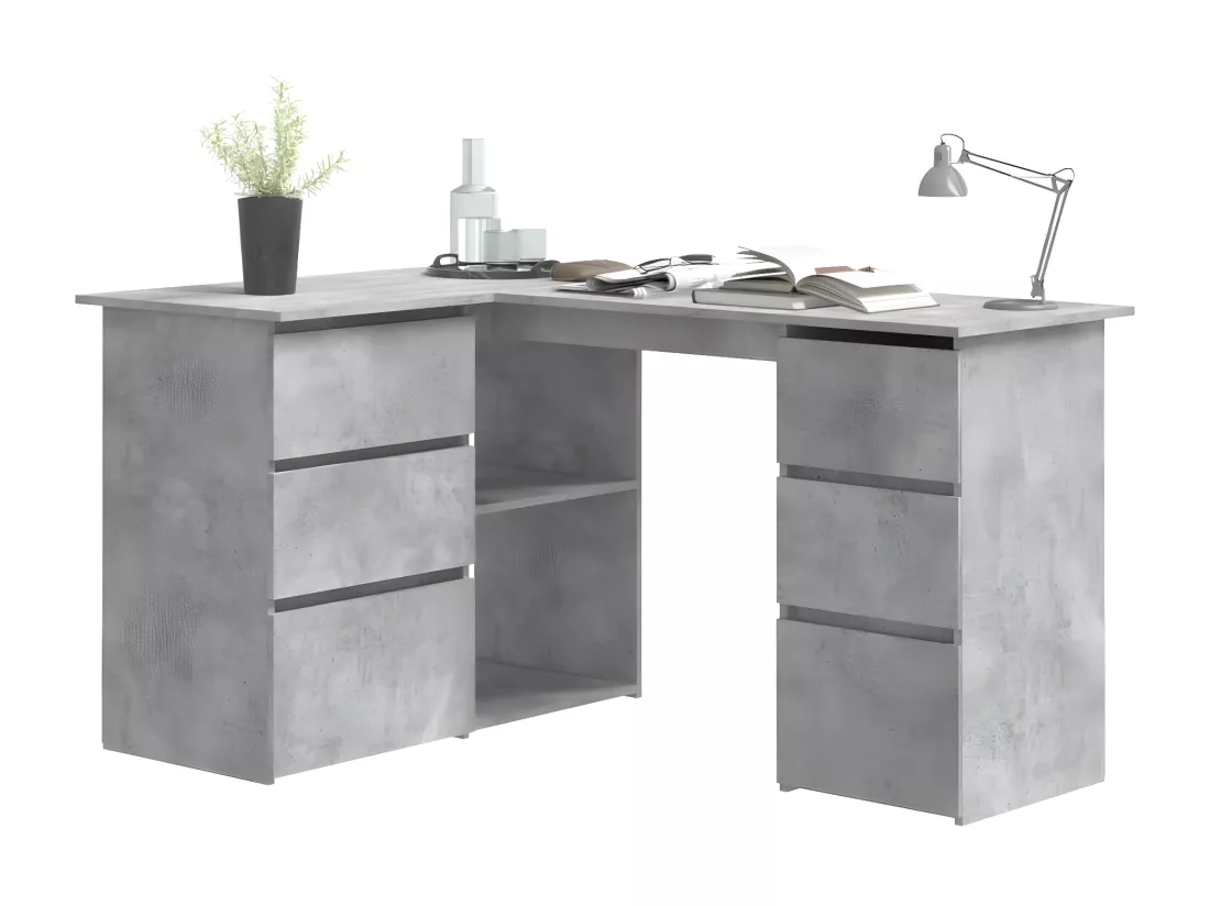 Bureau d'angle Gris béton 145x100x76 cm Aggloméré