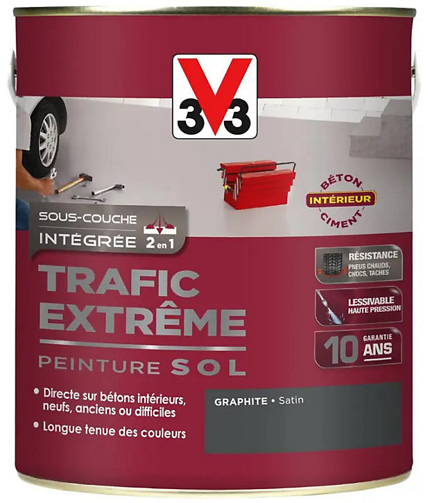Peinture sol intérieur Trafic Extrême V33 graphite satiné 0,5L