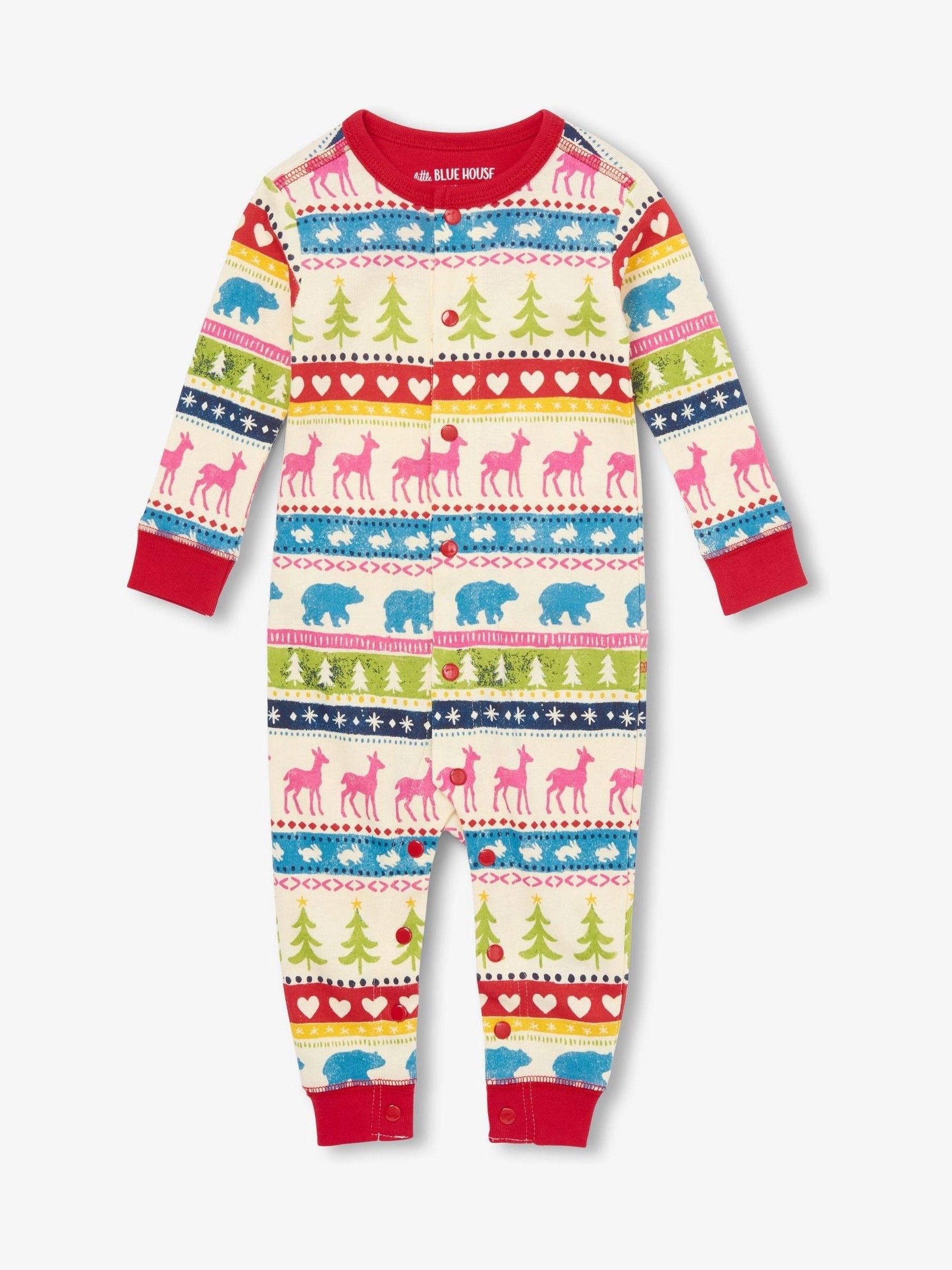 Crème - Hatley Fair Isle Christmas Sleepsuit