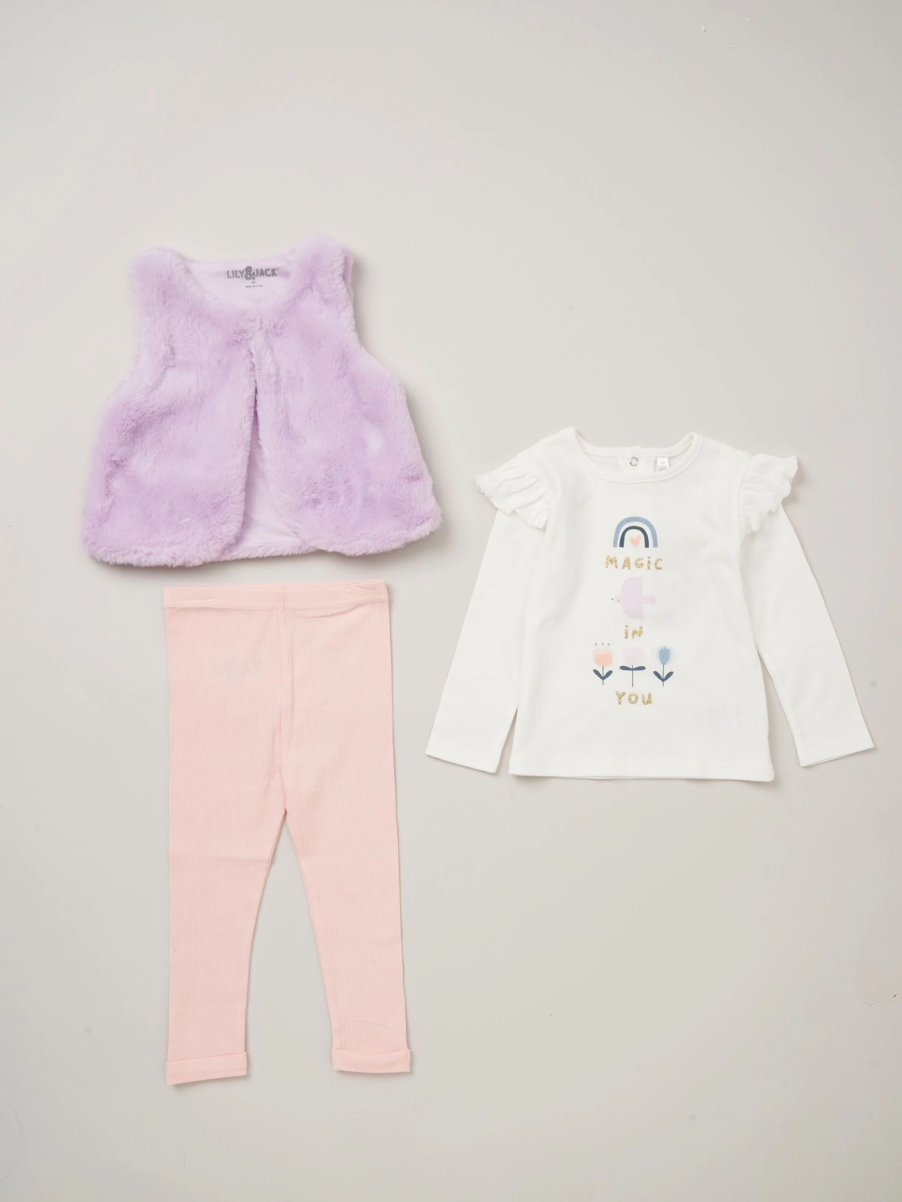 Paars - Lily & Jack bodywarmer met imitatiebont en 100% katoenen top en legging