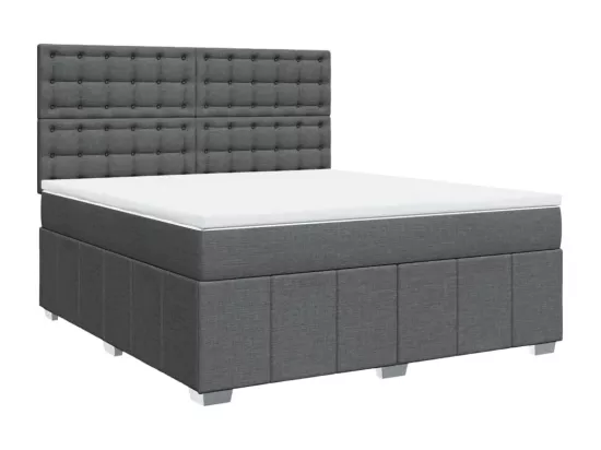Sommier à lattes de lit avec matelas Gris foncé 180x200cm Tissu