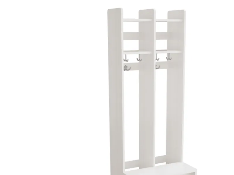 Garderobeindretning Eira Light, vægmodel 4 pladser, hvidpigmenteret krydsfinér, rumbredde 220 mm