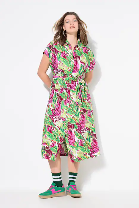 Maxikleid, oversized, Jungle-Print, smaragdgrün