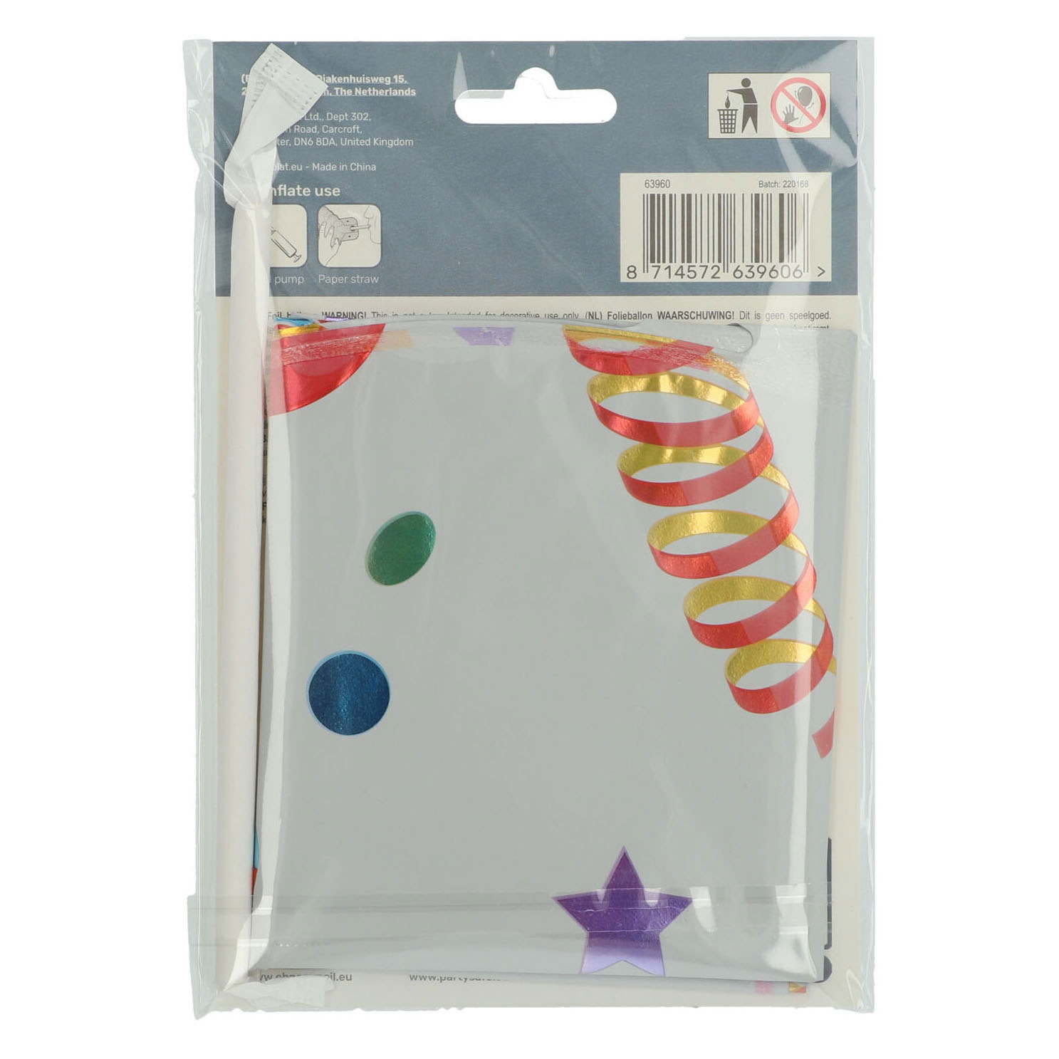 Staande Folieballon Joyful Party Cijfer 0 -72cm